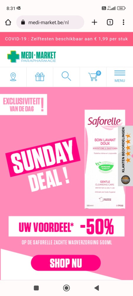 Sunday deal bij medi-market.be: -50% op Safor...