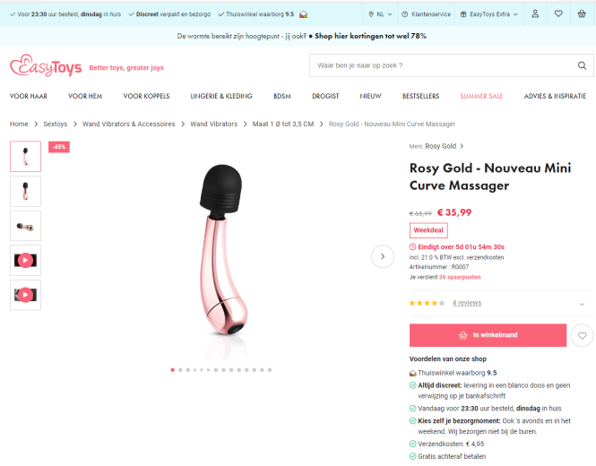 Rosy Gold - Nouveau Mini Curve Massager bij E...