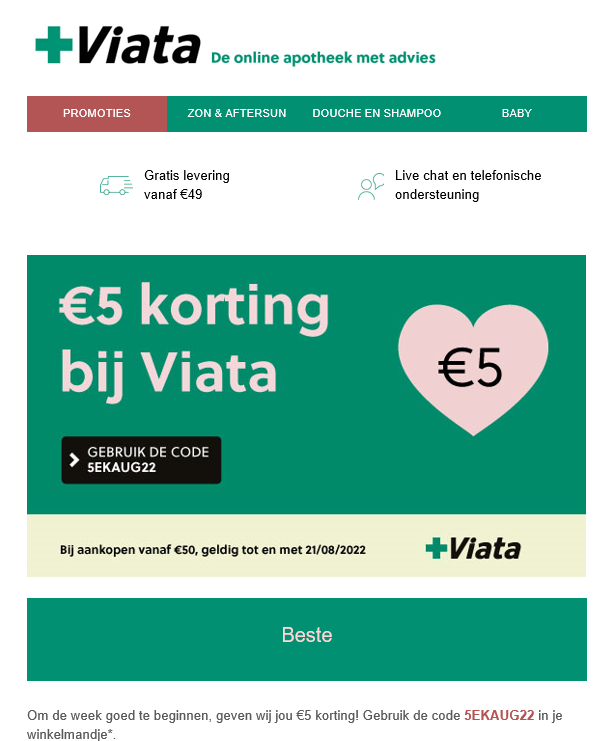 €5 korting bij aankoop vanaf €50