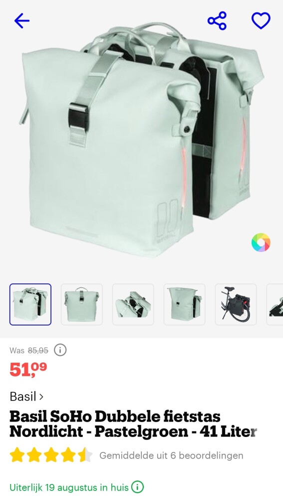 Bol.com, Basil Soho dubbele fietstas. Deze vo...