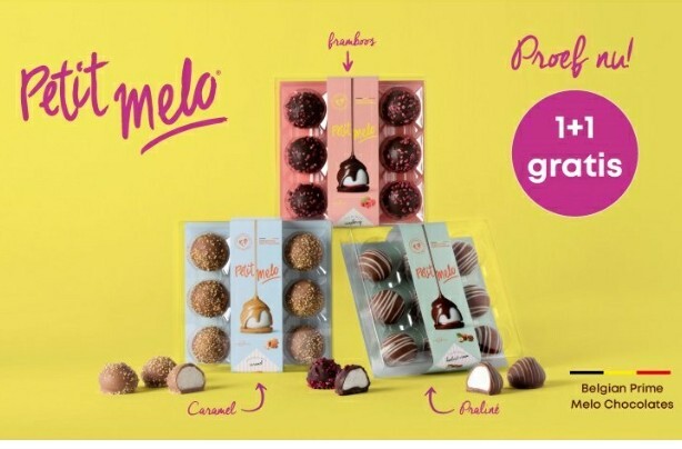 Petit Melo pralines 1+1 gratis bij Colruyt. C...