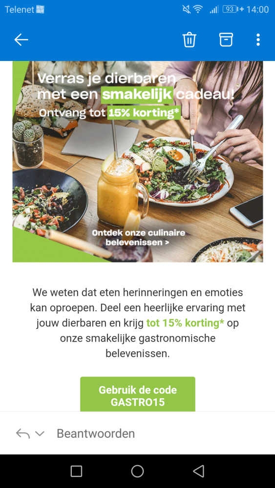 Tot -15% op gastronomische belevenissen