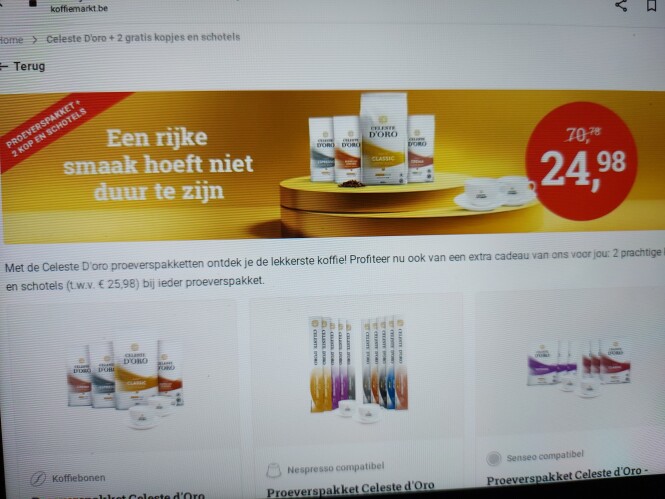 koffiemarkt.be met de Celeste D'oro proeversp...