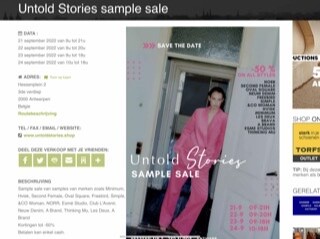 Untold Stories sample sale Hessenplein 2 3de...