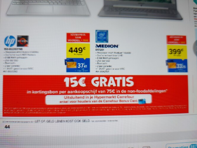 Carrefour vanaf 24/8 €15 gratis in kortingsbo...