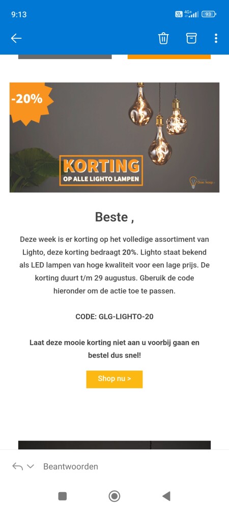 20% korting op het volledige assortiment van...