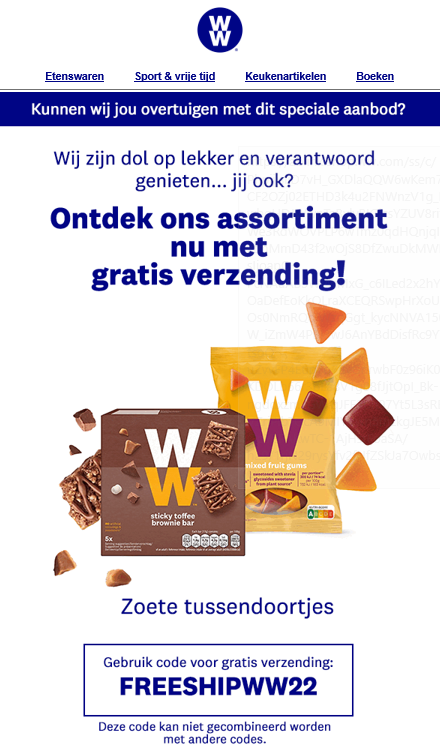 Gratis verzending bij weight watchers webshop...