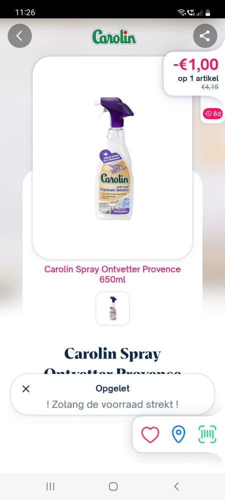 Shopnium 1€ cashback caroline spray ontvetter...