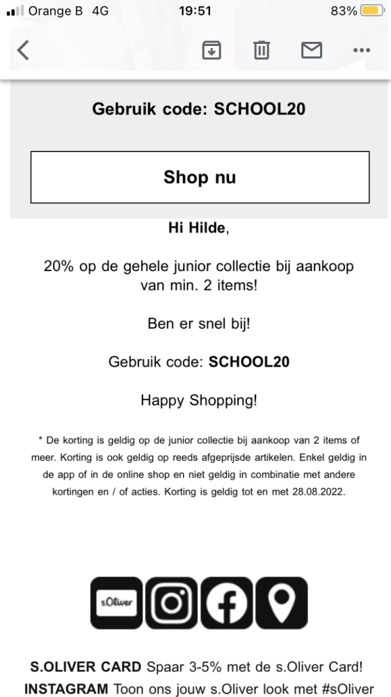 SCHOOL20, s Oliver, 20 procent korting bij aa...