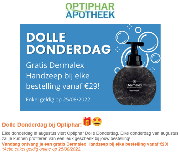 Bij Optiphar krijg je vandaag bij elke bestel...
