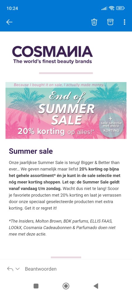 Bij cosmania.nl is er 20% korting op bijna he...