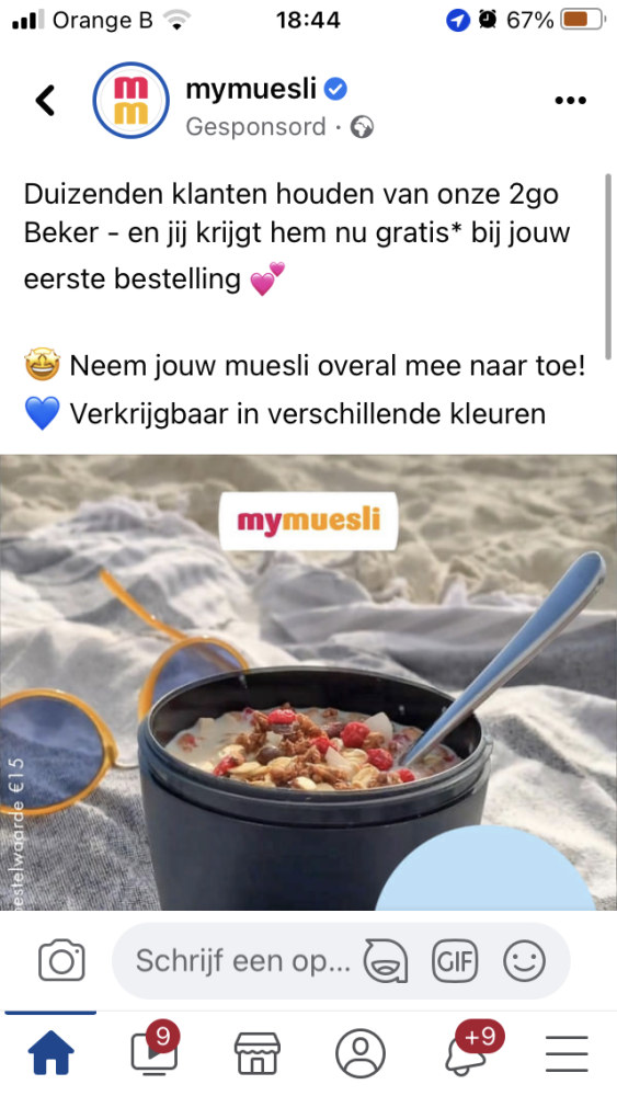 Mymuesli Gratis 2go beker gekregen Als nieu...