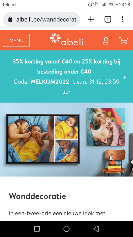 Vanaf 40€ 35% korting en tot 40€ 25% korting...