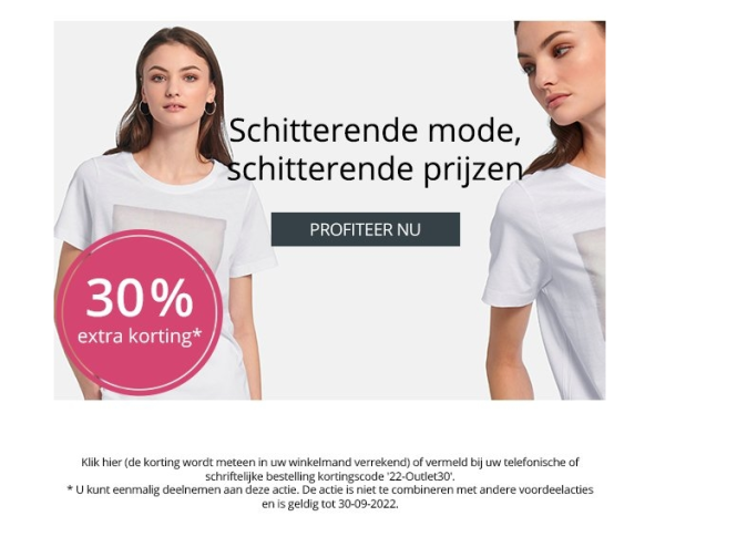 30% extra korting op de outlet