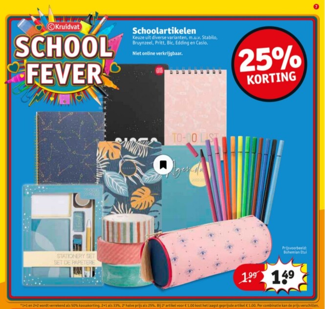 Kruidvat vanaf volgende week schoolartikelen...