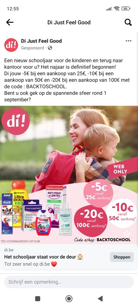 -5€ bij een aankoop van 25€, -10€ bij een aa...