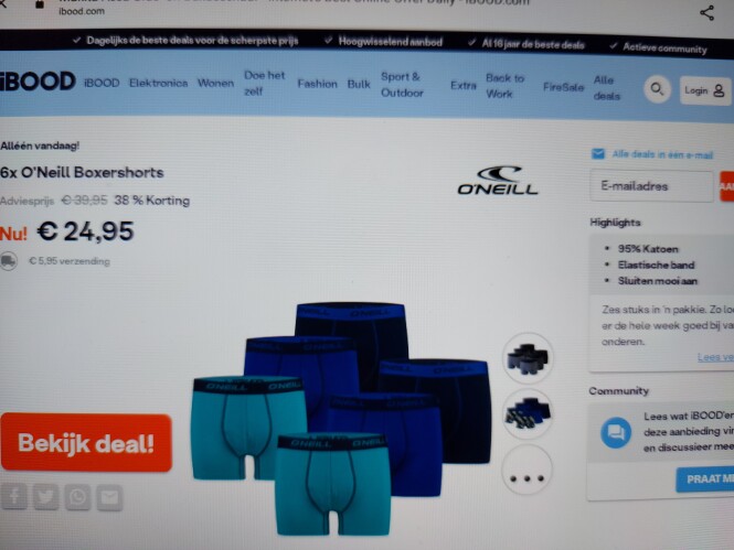 ibood.com enkel vandaag 6x Oneill boxershorts...
