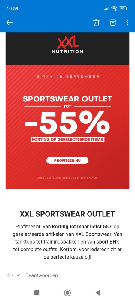 Bij xxl nutrition is er tot -55% op geselecte...