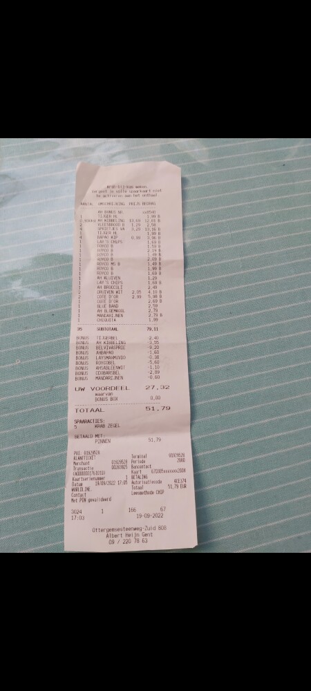 Albert heijn van 79,11 euro naar 51,79 kortin...