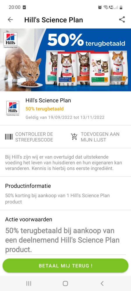 Myshopi 50% cashback hill's science plan