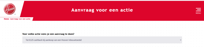 Hoover Krijg tot €125 cashback op Hoover inbo...