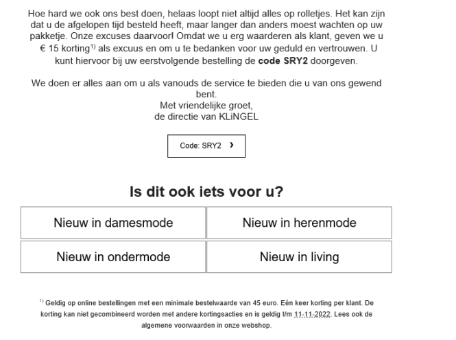 €15 korting bij aankoop vanaf €45