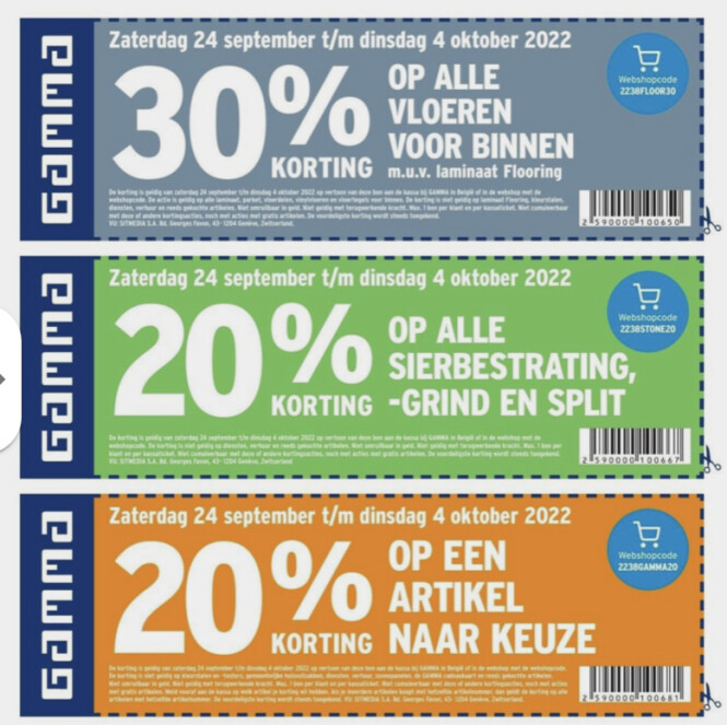 Korting bij Gamma. -20% op 1 artikel naar keu...
