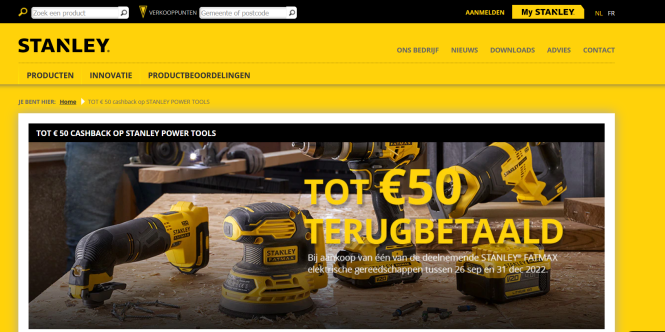 Stanley Fatmax TOT € 50 CASHBACK OP STANLEY P...