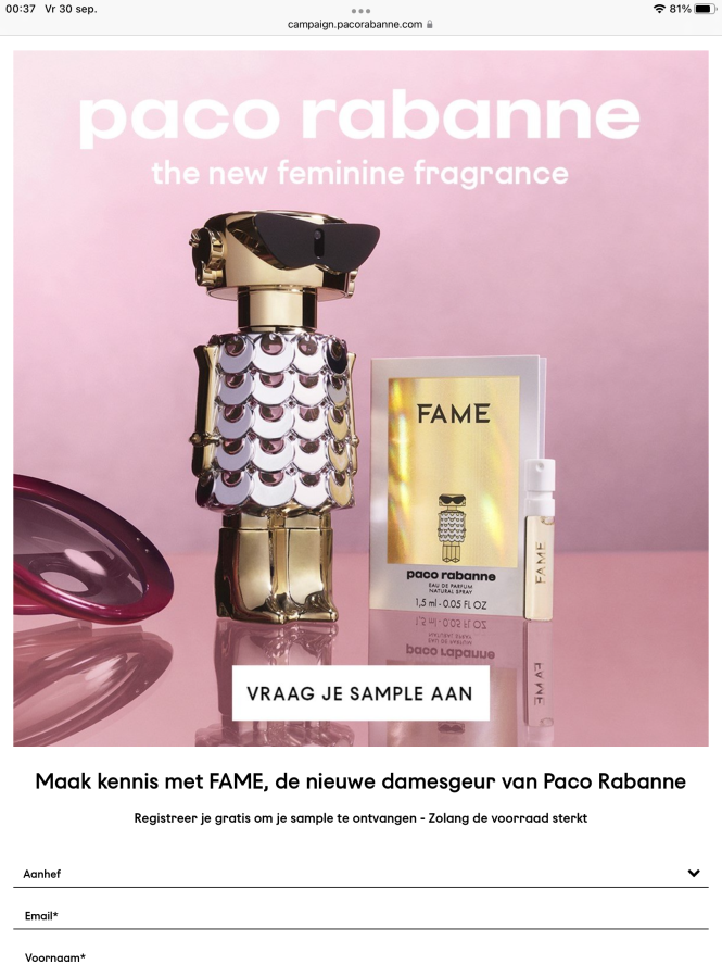 Vraag op onderstaande link een gratis parfums...
