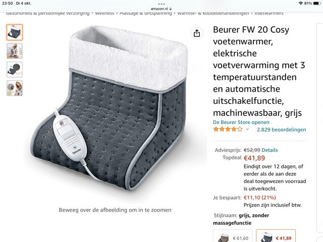 AMAZON.NL Beurer FW 20 Cosy voetenwarmer 41,8...
