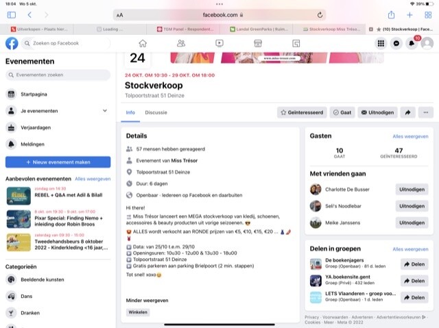Stockverkoop Miss Trésor 25 tot 20 oktober To...