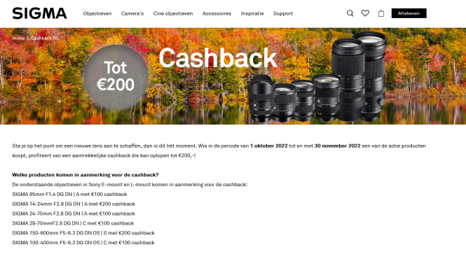 SIGMA Cashback tot € 200,- cashback Dit zijn...