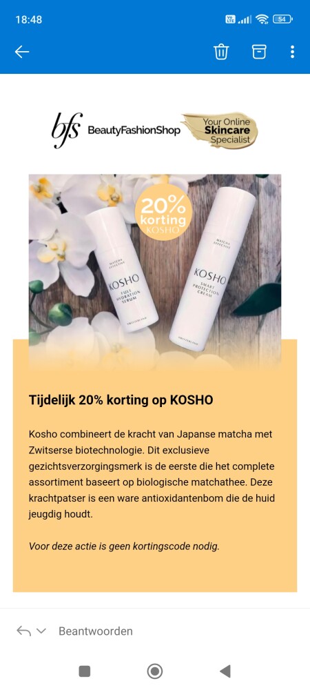 Bij beautyfashionshop is er 20% korting op KO...