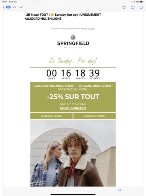 25% op alles enkel zondag 16/10