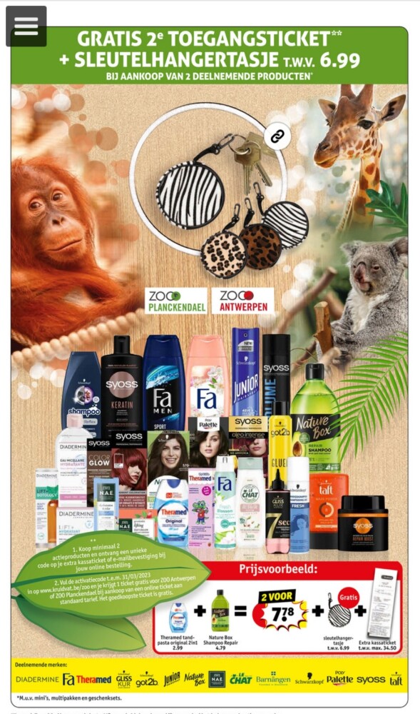 Kruidvat gratis 2e toegangsticket Zoo Antwerp...