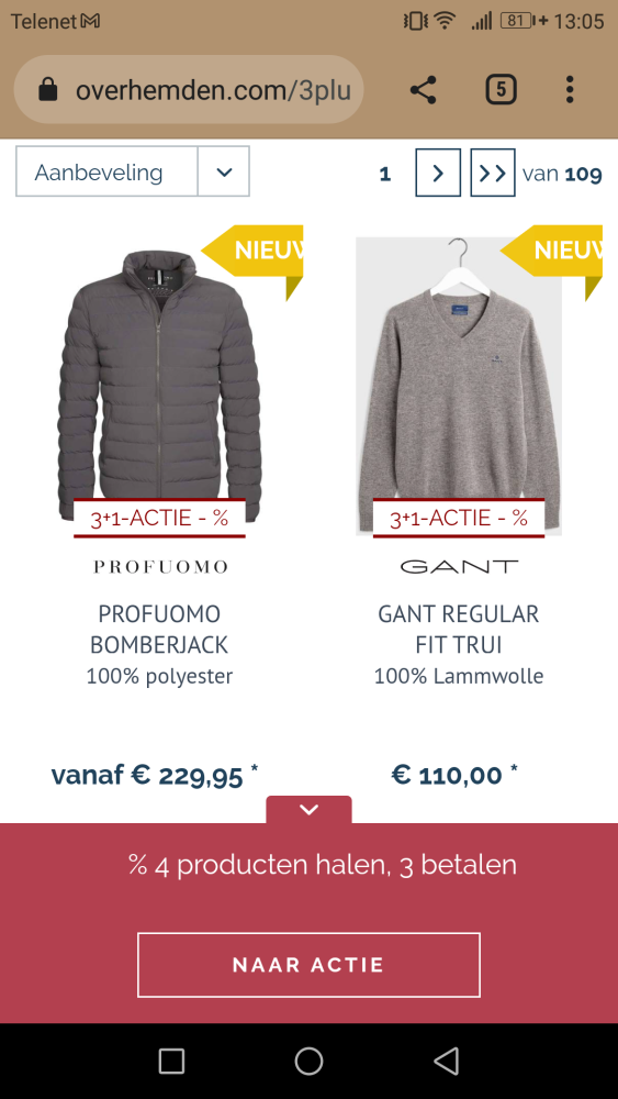 3+1 gratis actie bij collectiewisselingen oa...