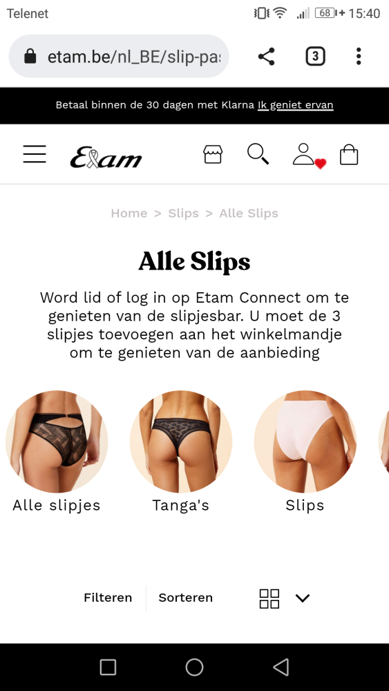Log je in op de slipjesbar bij Etam en krijg...