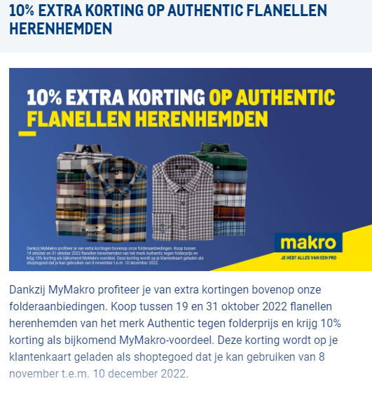 Diverse cashbacks bij Makro, acties te active...