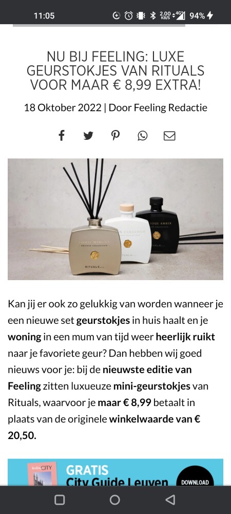Nu bij feeling, rituals geurstokje mini voor...