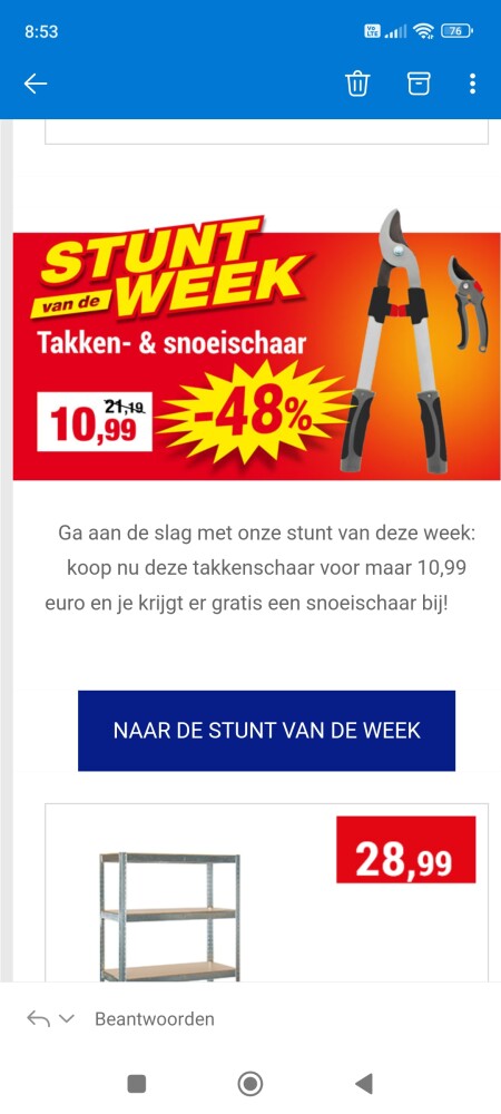 Stunt van de week bij Hubo: AVR takkenschaar...