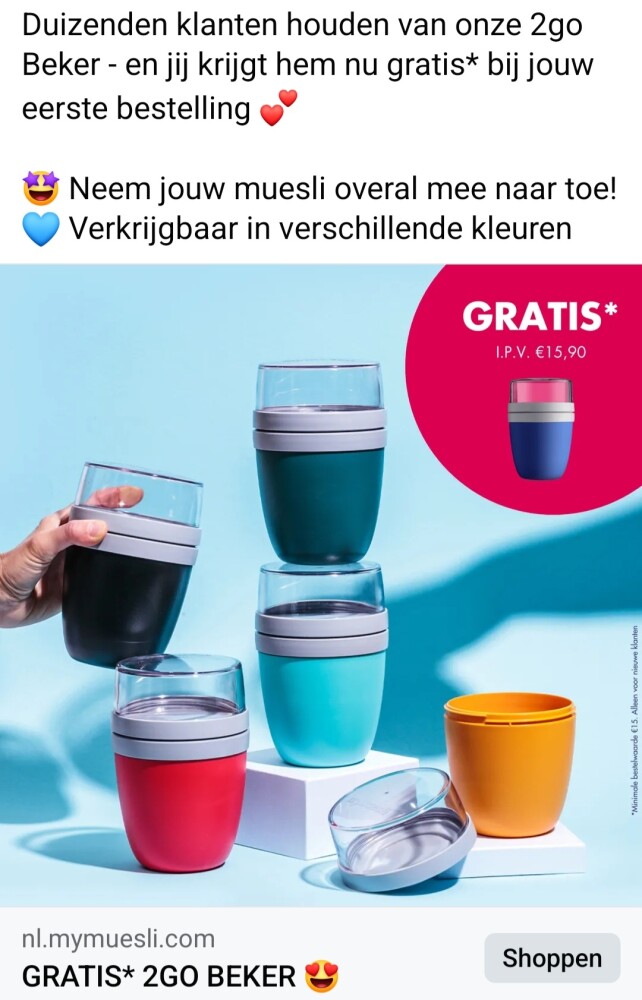 mymuesli.com gratis 2go beker bij jouw eerste...