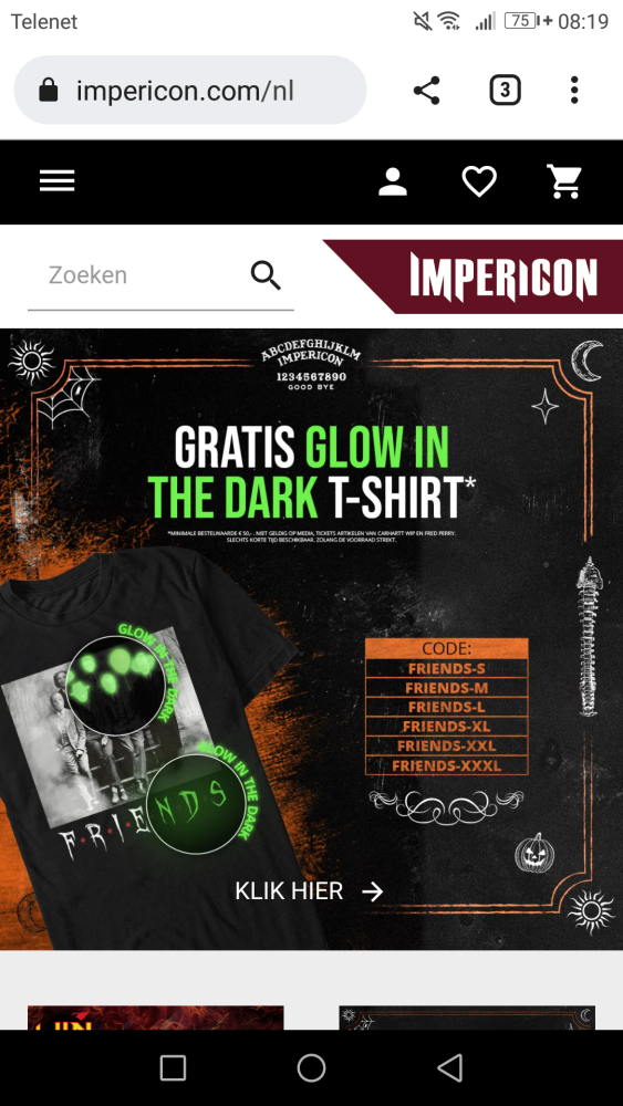 Gratis glow in the Dark t-shirt bij Impericon...