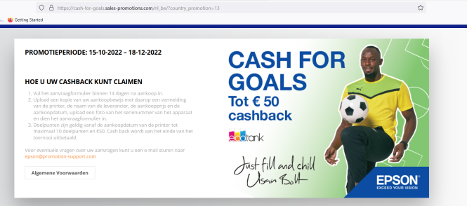 Epson Tot € 50 cashback bij aankoop van een E...