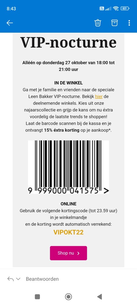 Voor nocturne bij leenbakker.be op donderdag...