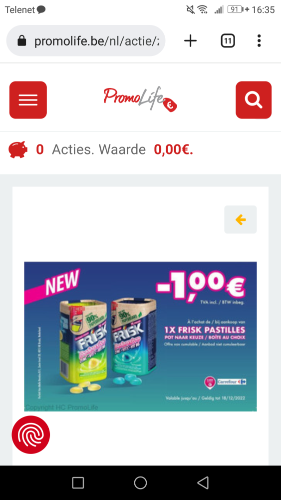 -1€ bij aankoop v toffees mint sugarfree past...