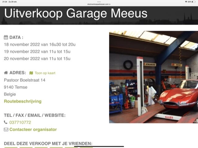 Uitverkoop Garage Meeus Pastoor Boelstraat 14...