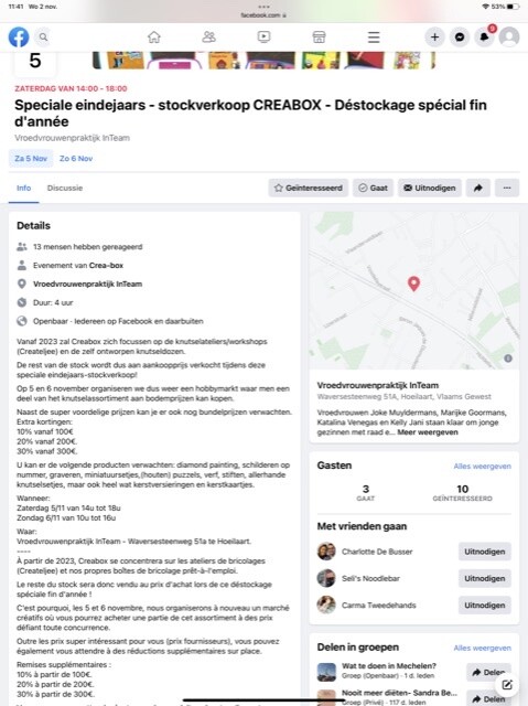 Stockverkoop Creabox (knutselgerief) 5/6 nove...