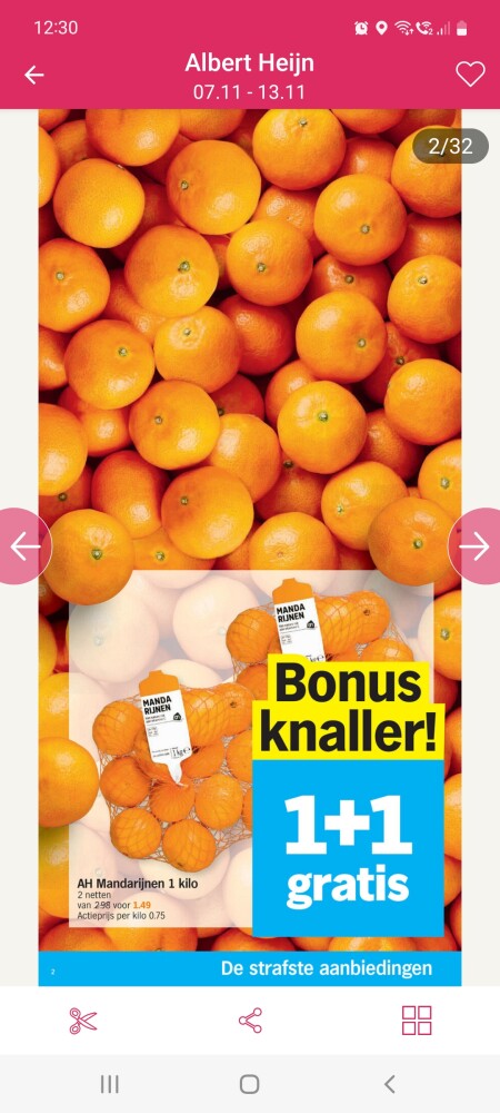 Albert heijn vanaf maandag 1+1 1kh mandarijne...