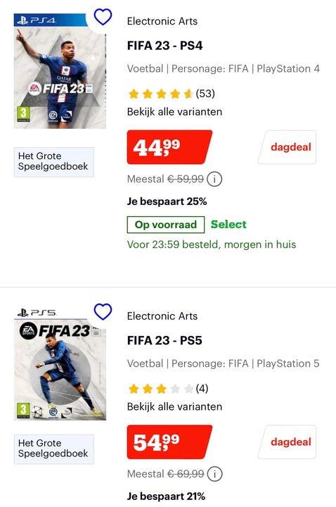 Dagdeal bol: FIFA 23 - PS4 aan 44,99€ elders...