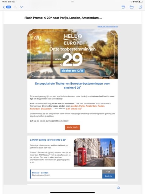 Boek uw treintickets nog tot en met 10 novemb...